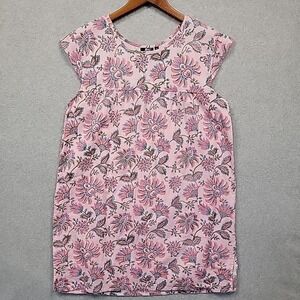 MADISON MATTHEWS Floral 100% Cotton Shift Dress Lined Pink Women's Sz M Boho EUC